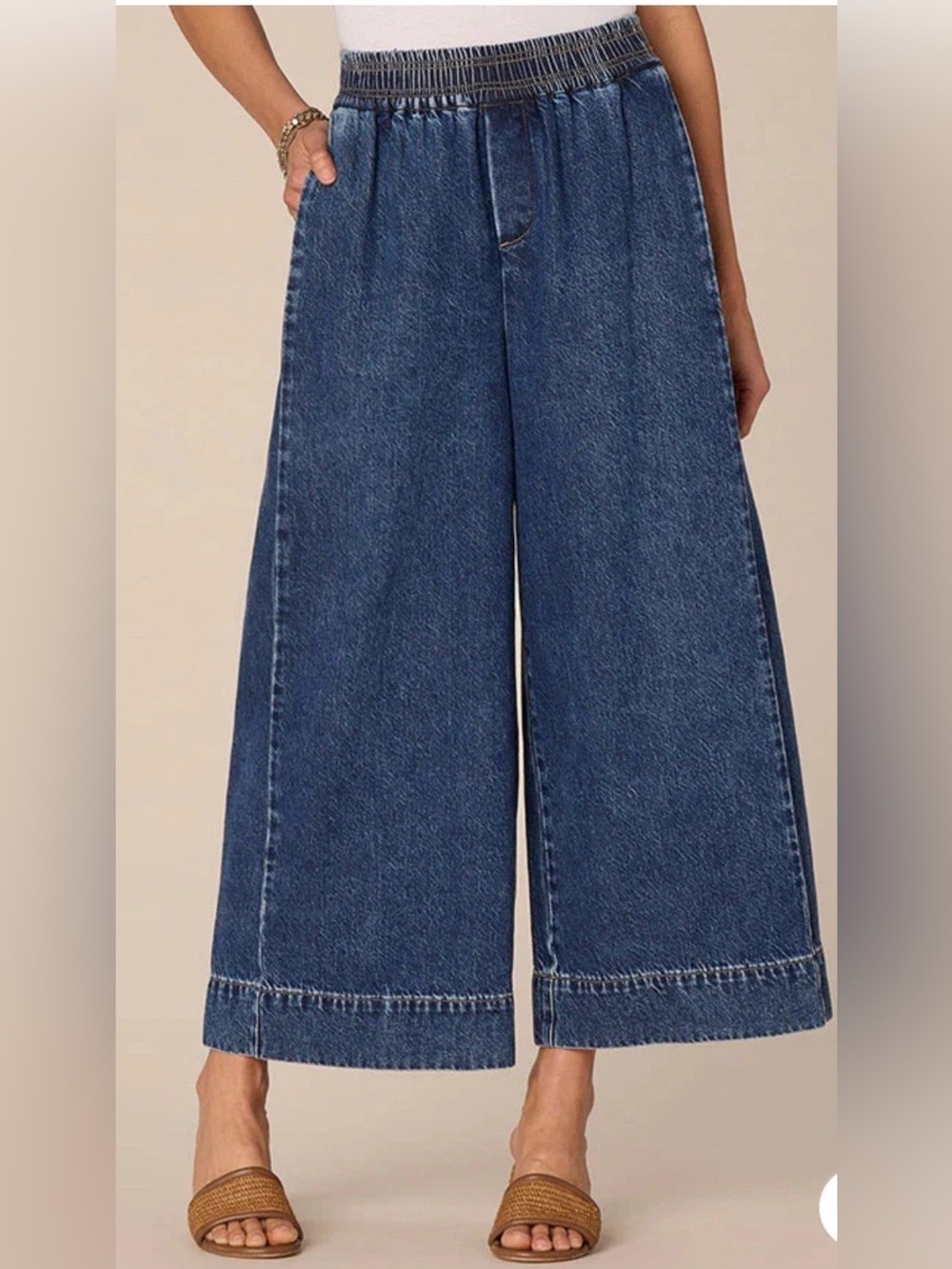 Democracy Skyrise Cropped Wide-Leg Glider Jeans Women’s Size XS Pleated Gaucho